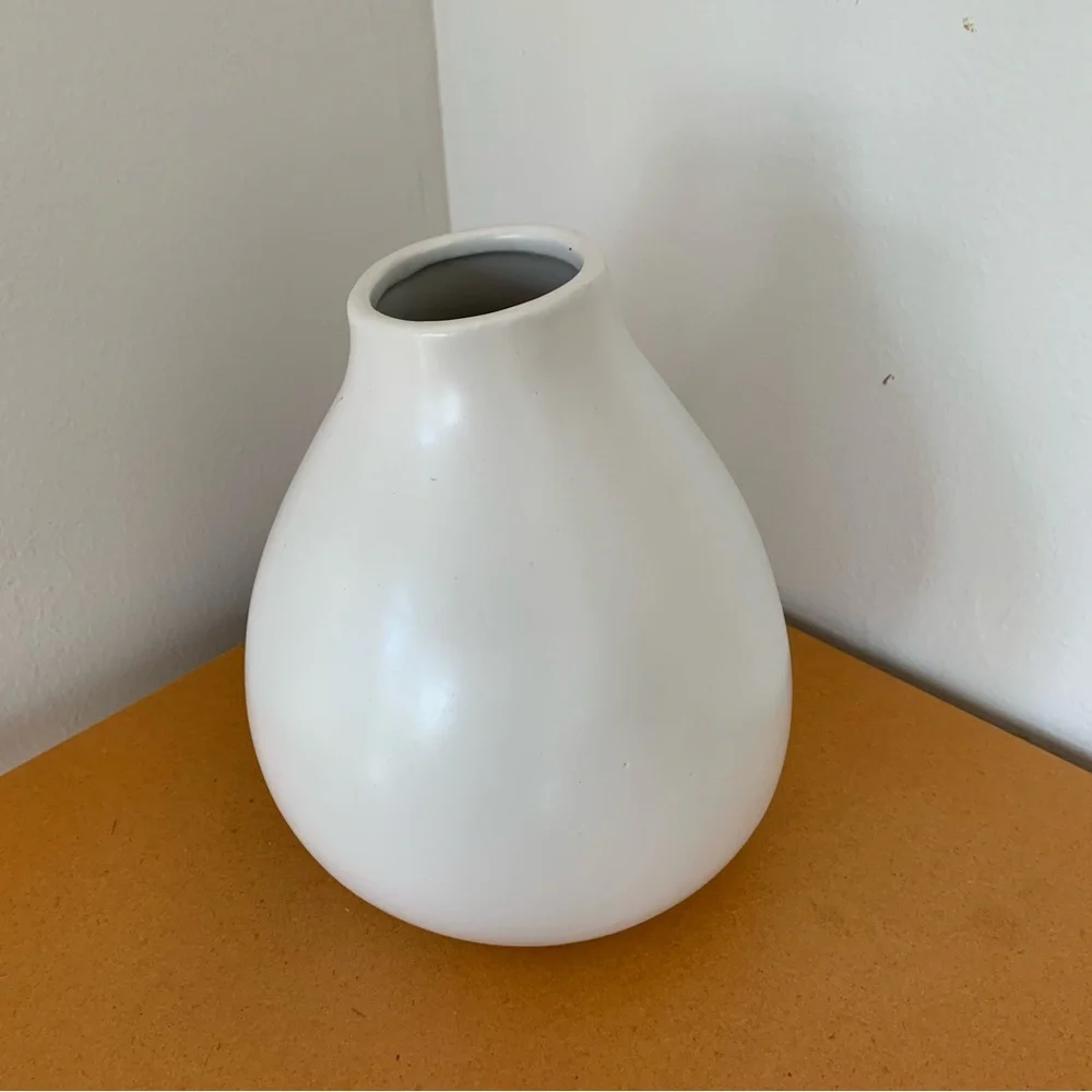 Boho Coastal Beach White Ceramic Round Vase